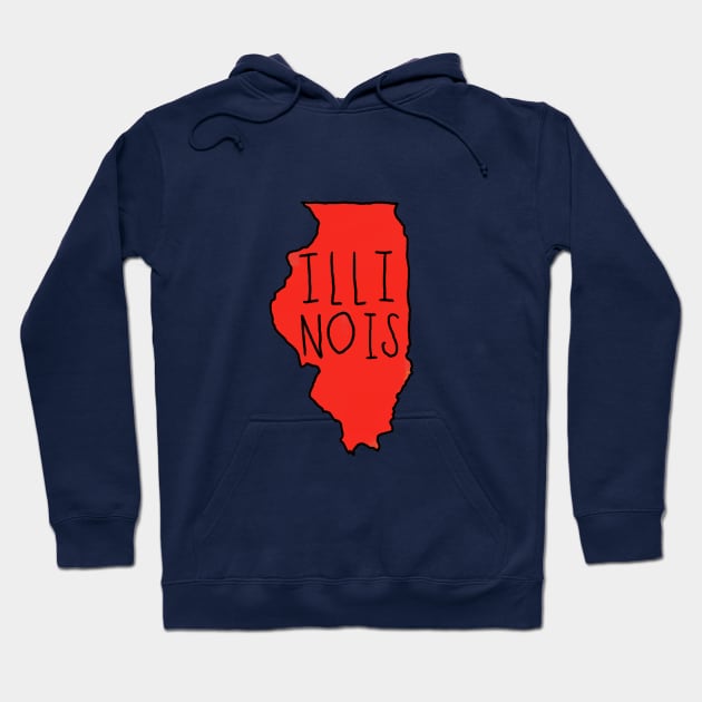 The State of Illinois - Red Outline Hoodie by loudestkitten